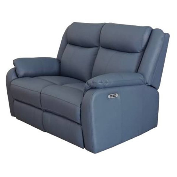 Gaucho Leather Powered 2 Seater Recliner Sofa - Blue