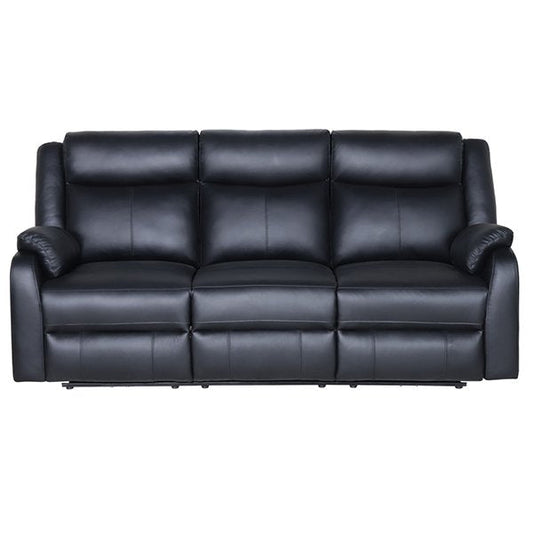 Pinnacle Leather Powered with USB Port 3 Seater Recliner Sofa - Black