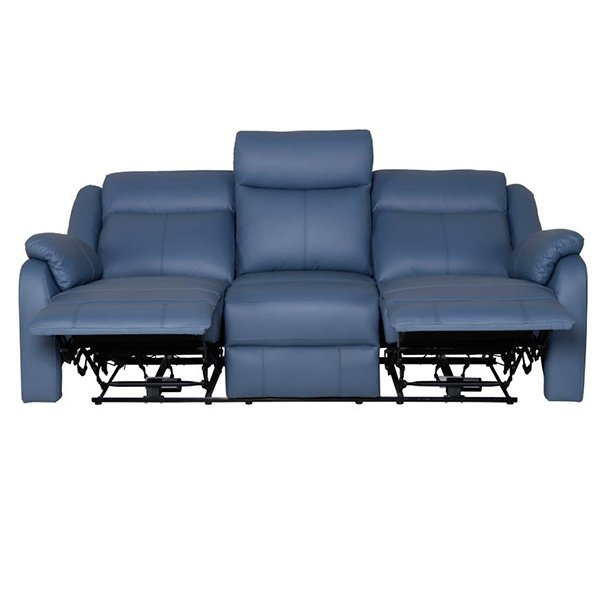 Pinnacle Leather Powered 3 Seater Recliner Sofa - Blue
