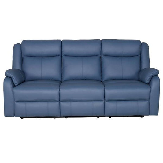 Pinnacle Leather Powered 3 Seater Recliner Sofa - Blue
