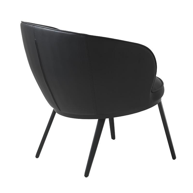 Gianni Faux Leather Lounge Chair - Black