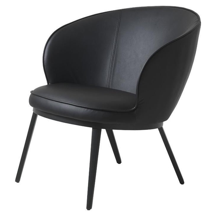Gianni Faux Leather Lounge Chair - Black