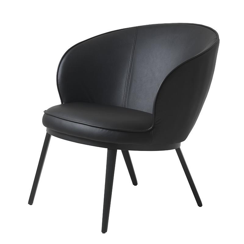 Gianni Faux Leather Lounge Chair - Black
