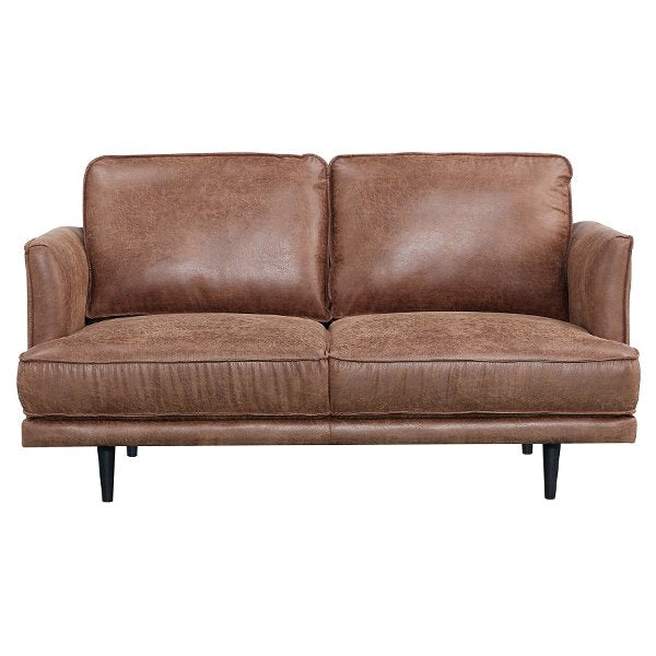 Glenbrook Leather Look Fabric 2 Seater Sofa - Saddle Brown