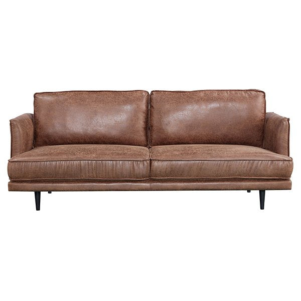 Glenbrook Leather Look Fabric 3 Seater Sofa - Saddle Brown