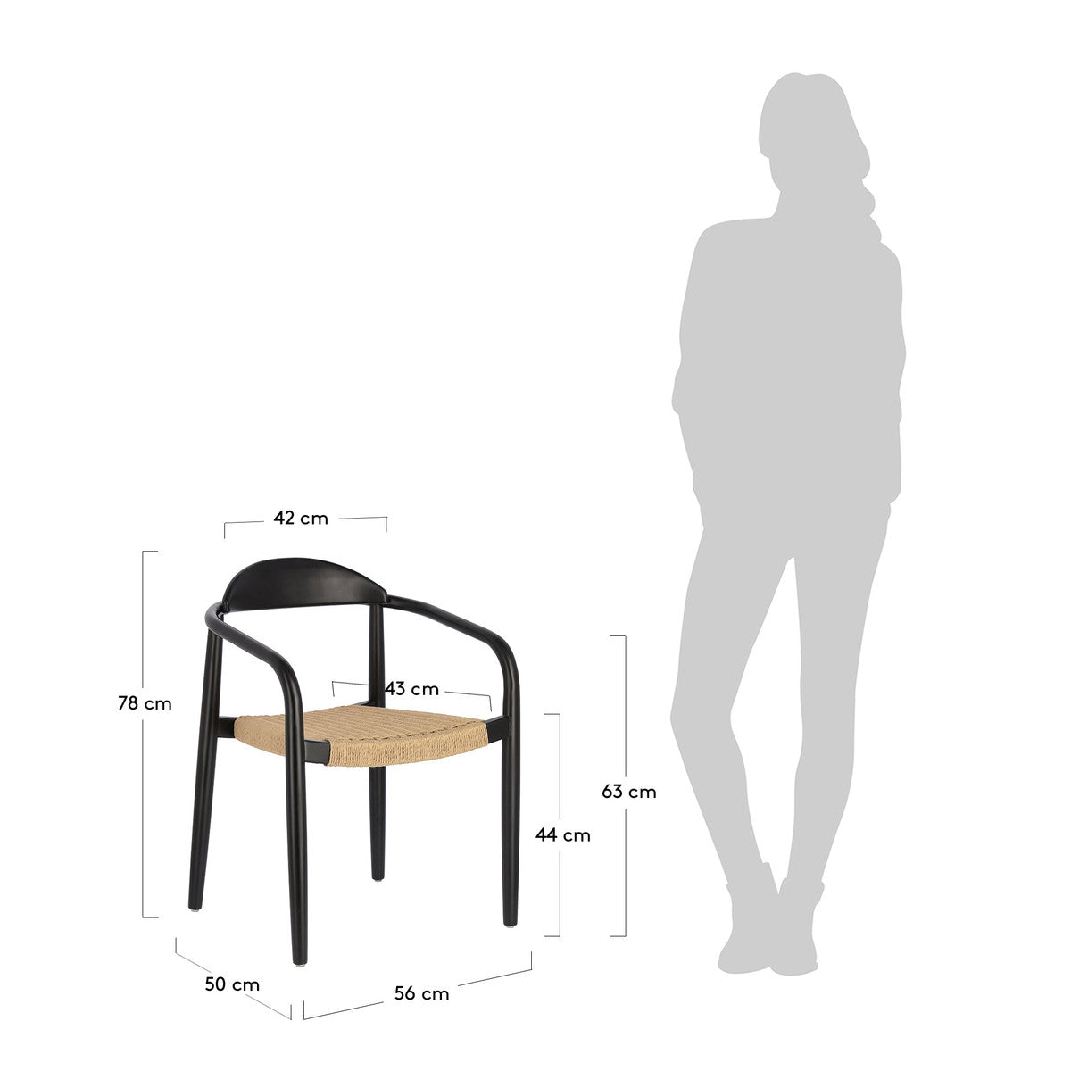 Set of 2 - Glynis Eucalyptus Black Timber Dining Chair - Beige