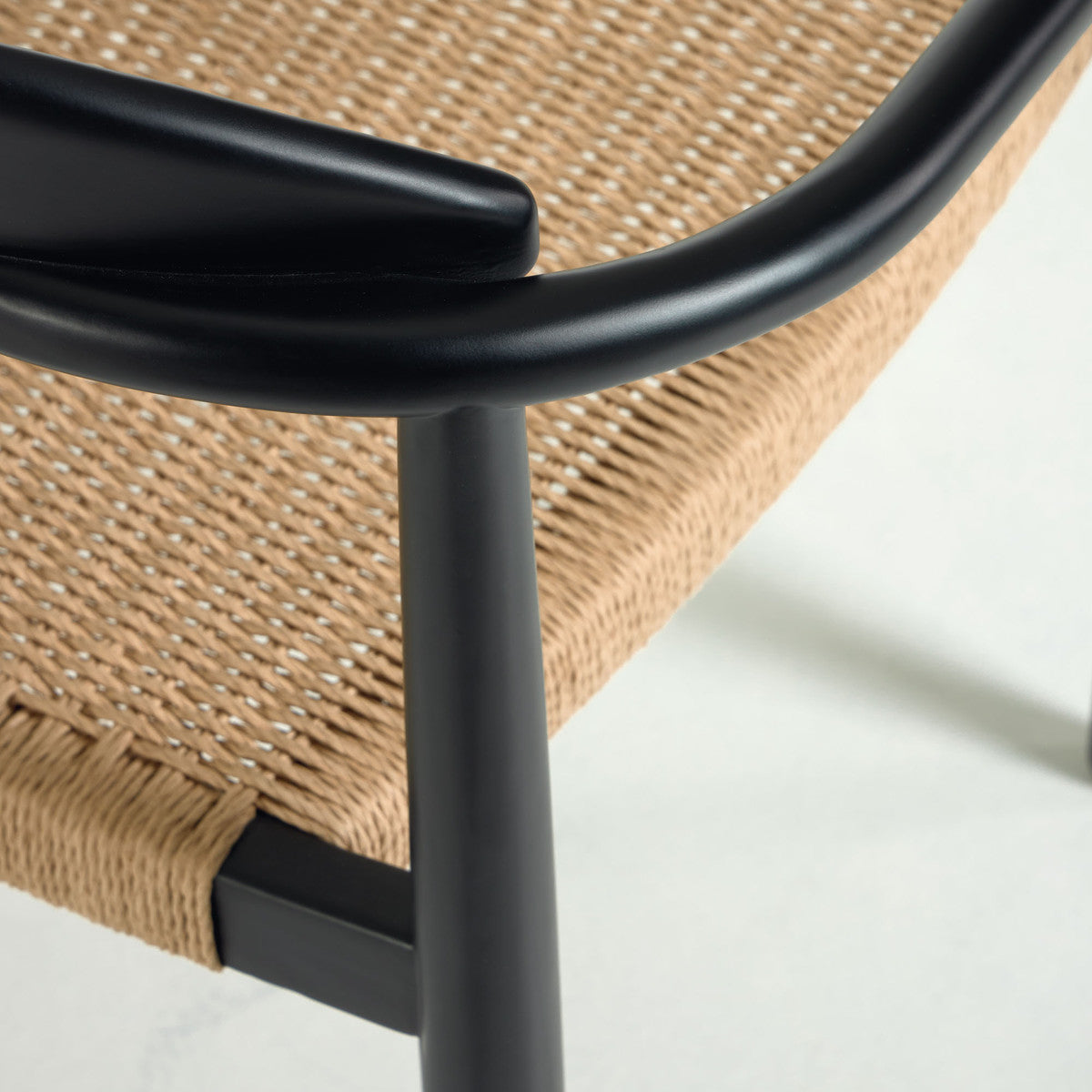 Set of 2 - Glynis Eucalyptus Black Timber Dining Chair - Beige