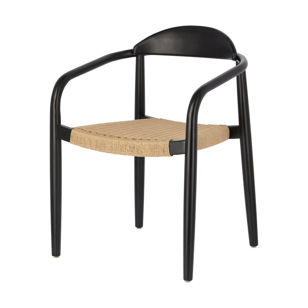 Set of 2 - Glynis Eucalyptus Black Timber Dining Chair - Beige