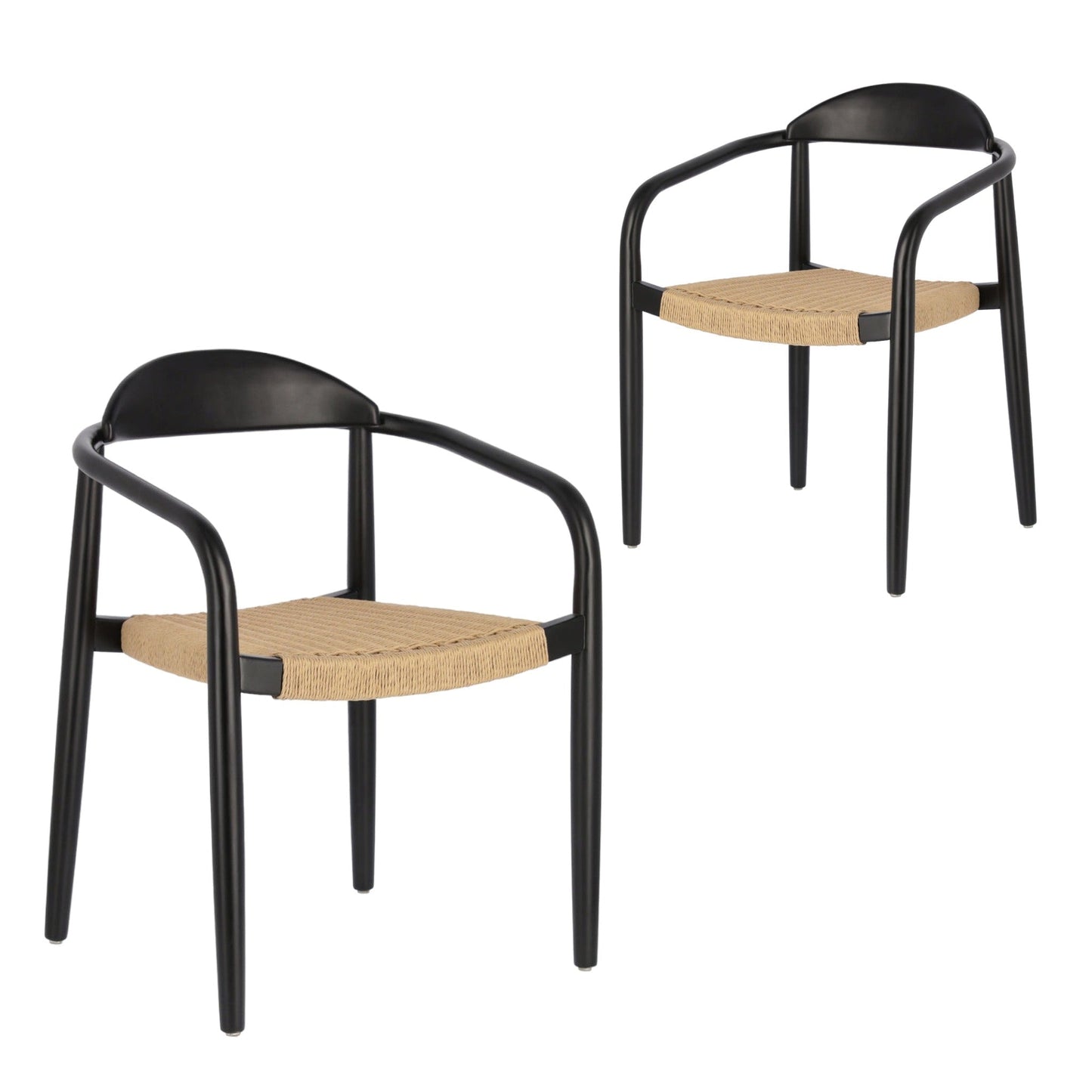 Set of 2 - Glynis Eucalyptus Black Timber Dining Chair - Beige