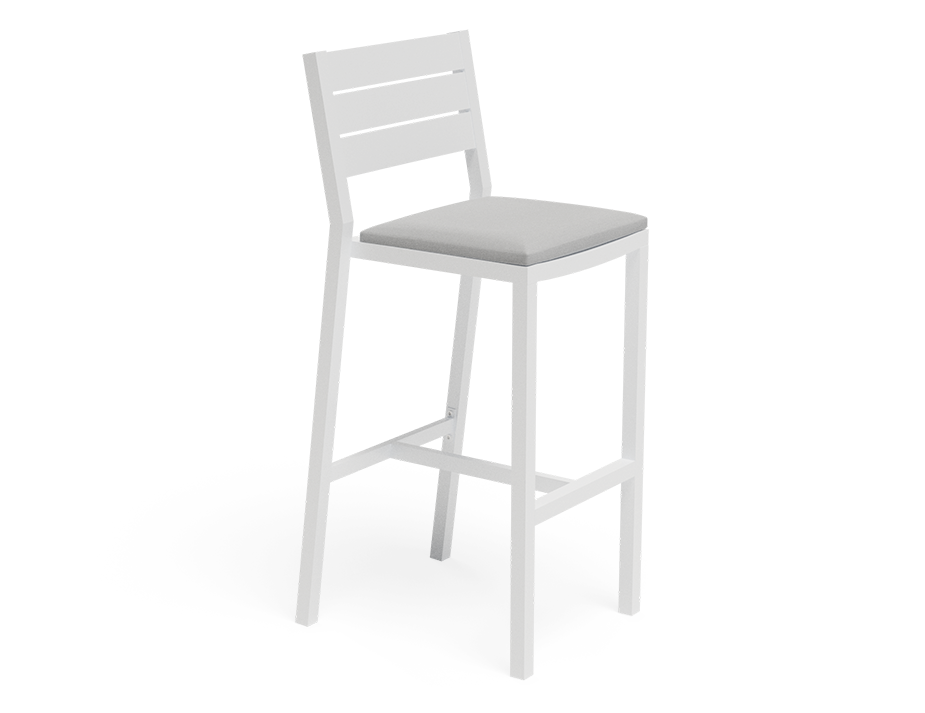 Halki Stool With Backrest - White