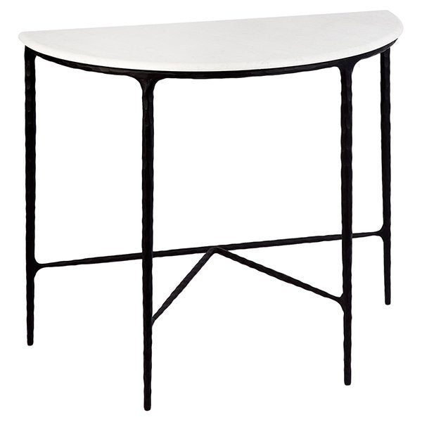 Heston Marble Demilune Table - Black
