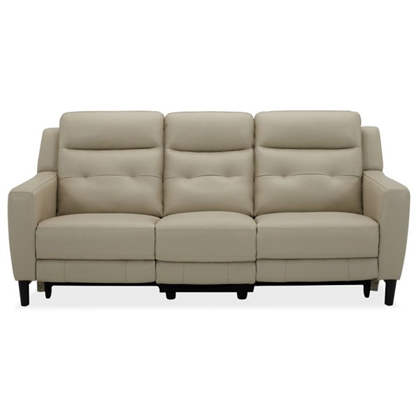 Hollydeen Leather 3 Seater Electric Recliner Sofa - Beige