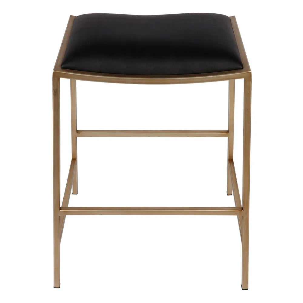 Kai Gold Kitchen Stool - Black Vegan Leather