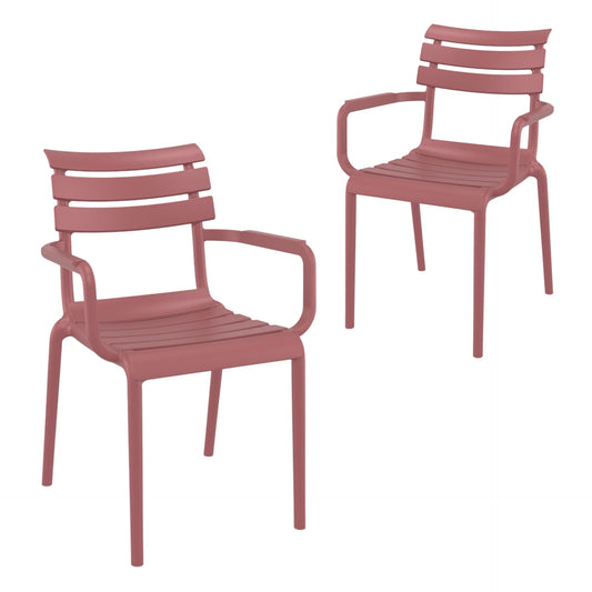 Set of 2 - Keller Indoor / Outdoor Dining Armchair - Marsala