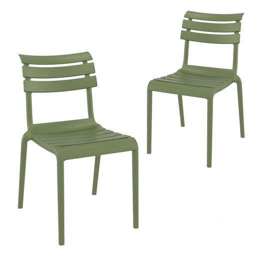 Set of 2 - Keller Indoor / Outdoor Dining Chair - Olive Green
