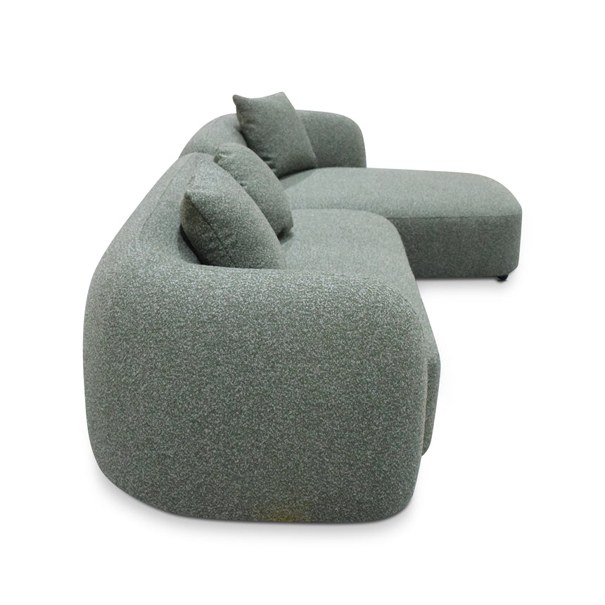 3 Seater Right Chaise Sofa - Amazon Green