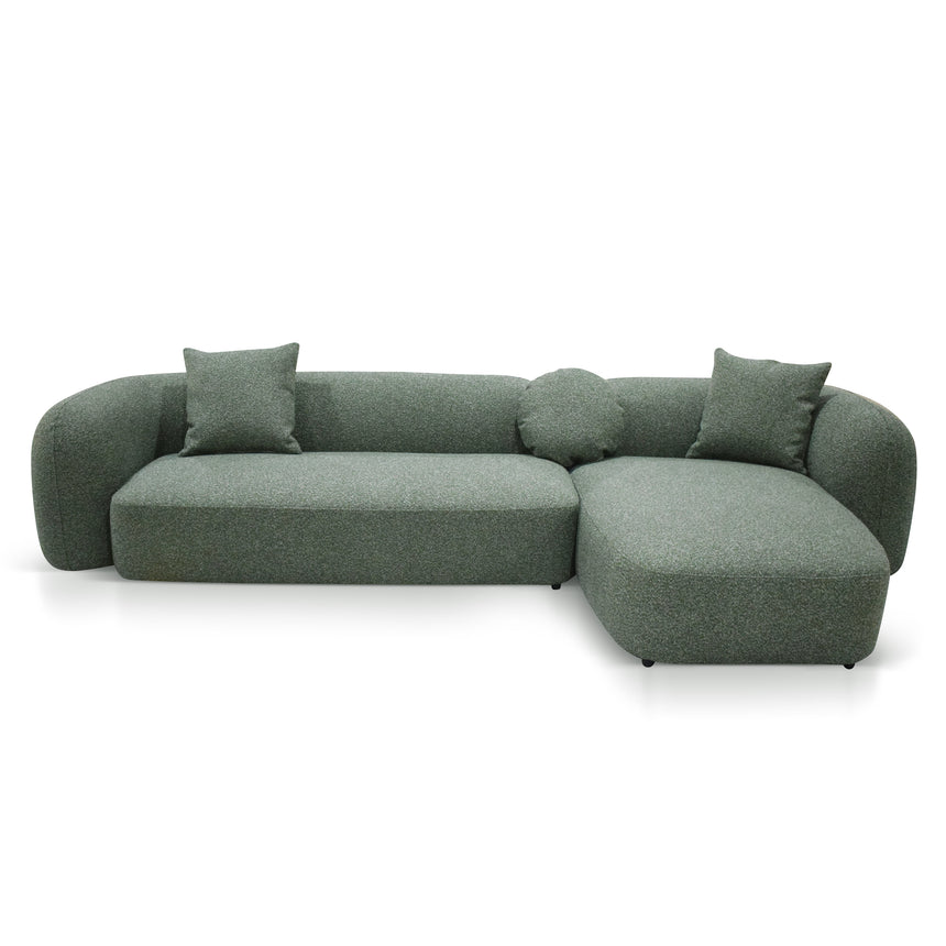 3 Seater Right Chaise Sofa - Amazon Green