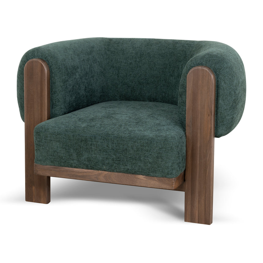 Walnut Armchair - Bush Green