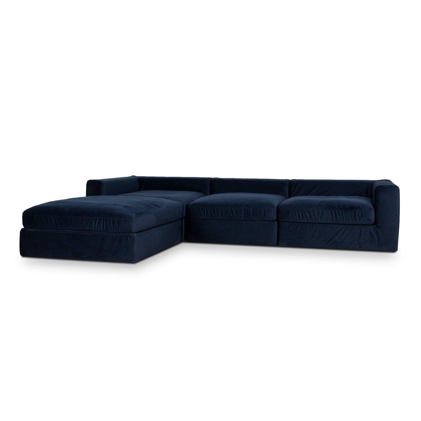 3 Seater Chaise Sofa - Navy Blue