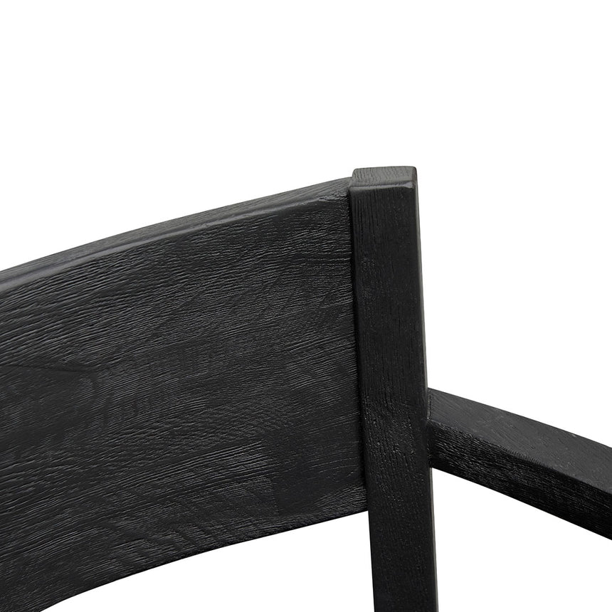 Black Wooden Armchair - Black PU leather Seat