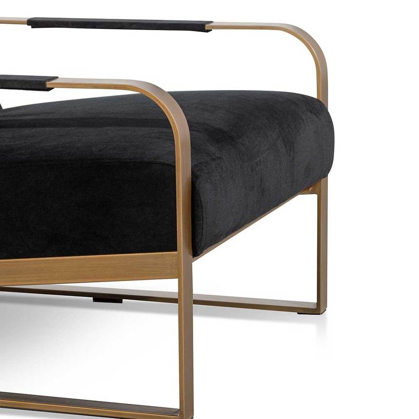 Black Velvet Armchair - Antique Golden Frame