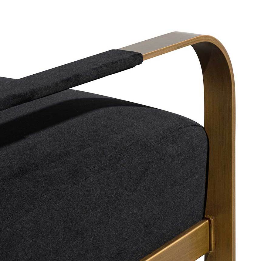 Black Velvet Armchair - Antique Golden Frame