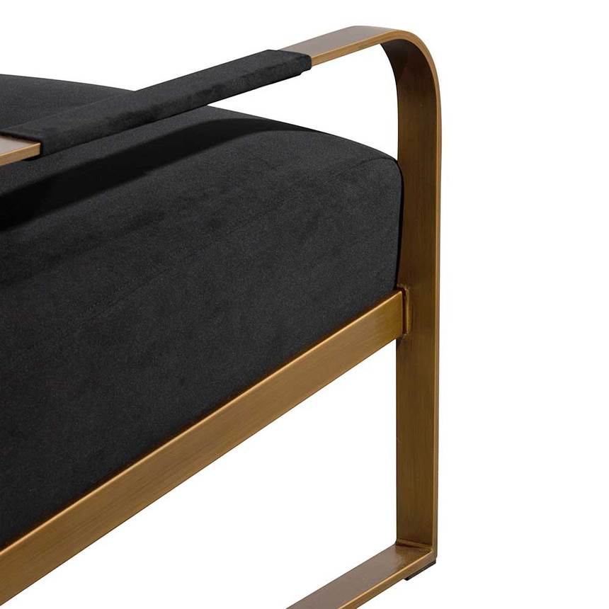 Black Velvet Armchair - Antique Golden Frame