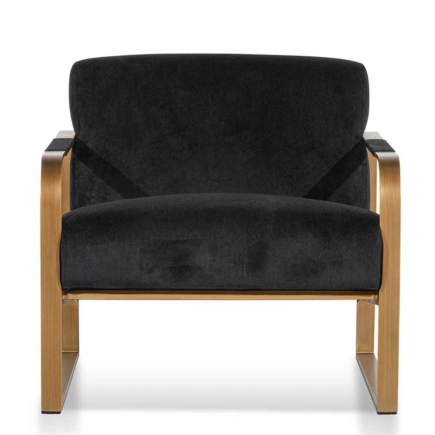 Black Velvet Armchair - Antique Golden Frame