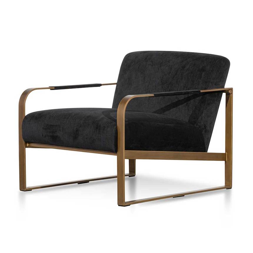 Black Velvet Armchair - Antique Golden Frame