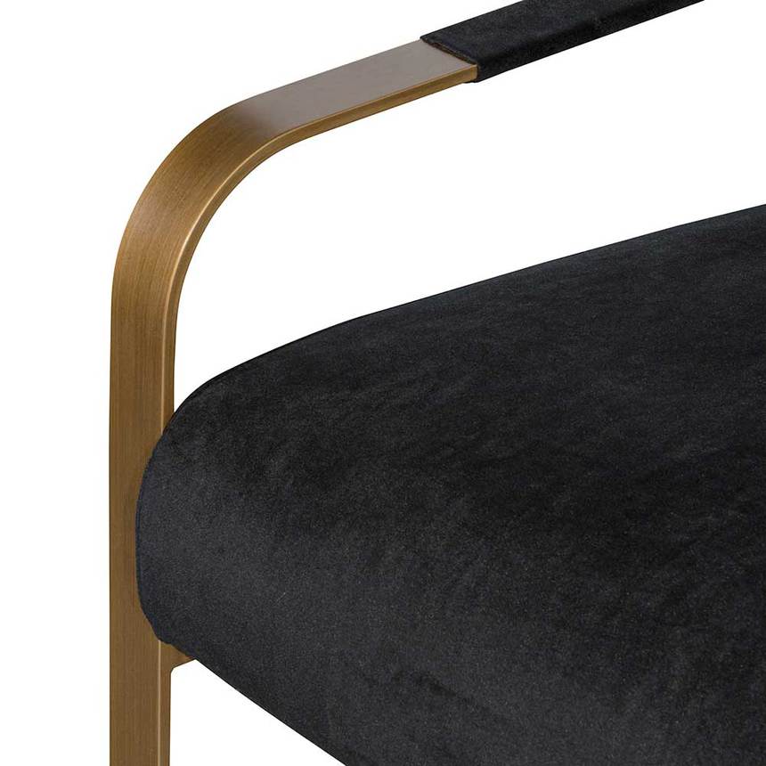 Black Velvet Armchair - Antique Golden Frame