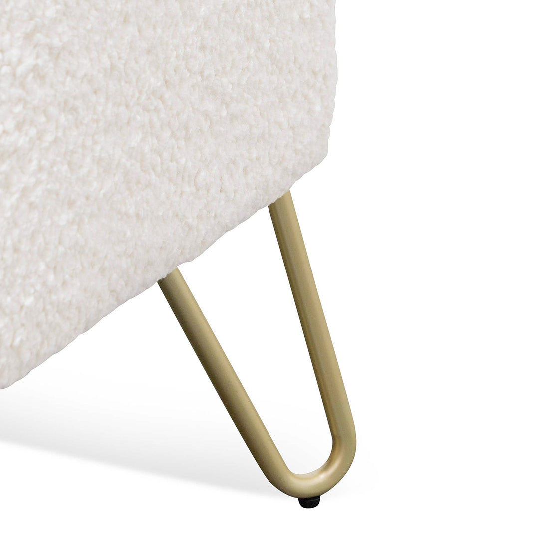 Armchair - Ivory White Synthetic Wool with Golden Legs