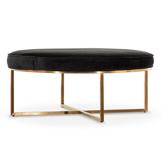 100cmx46cm Ottoman - Black Velvet