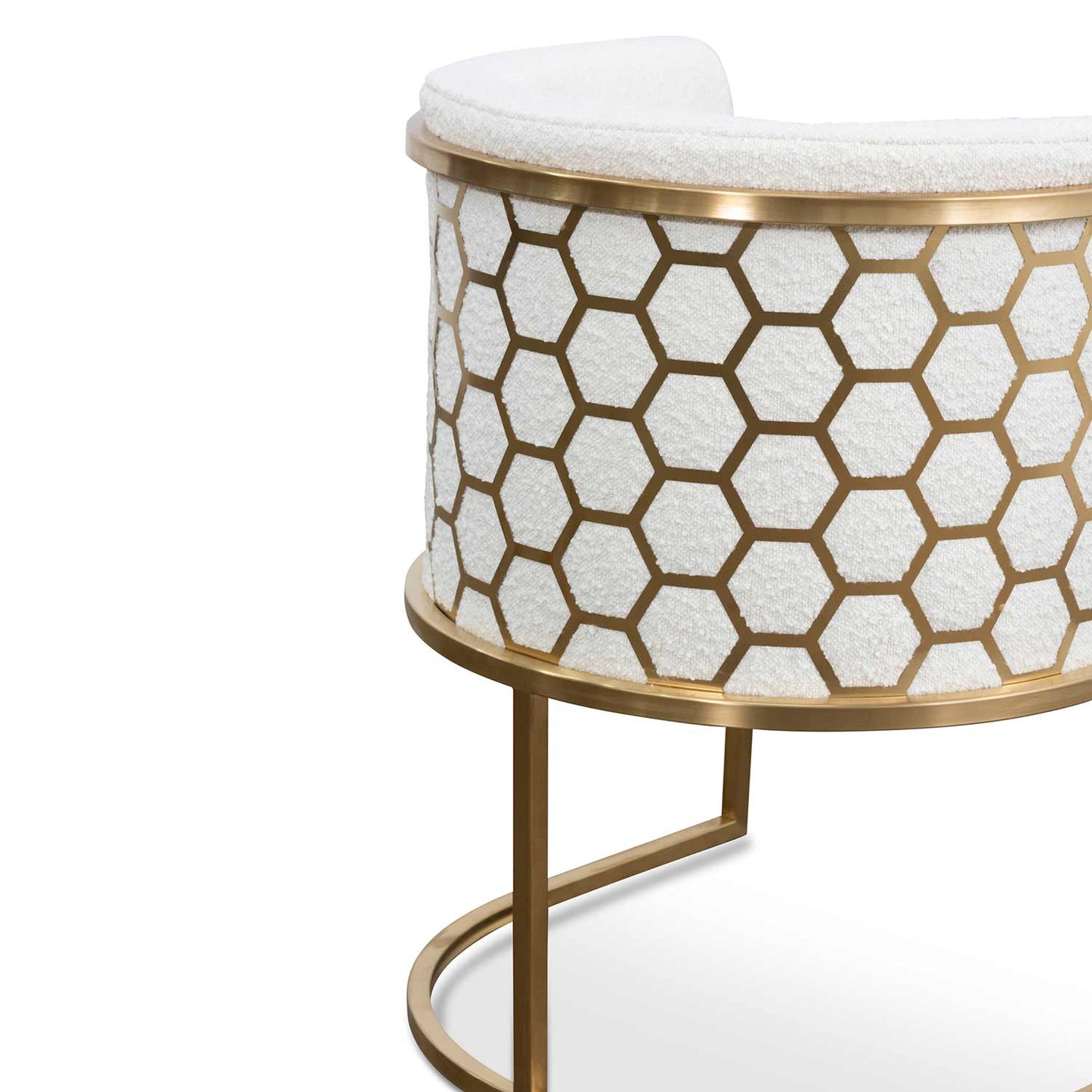 CLC6673-BS Daisy White Boucle Lounge Chair - Brushed Gold