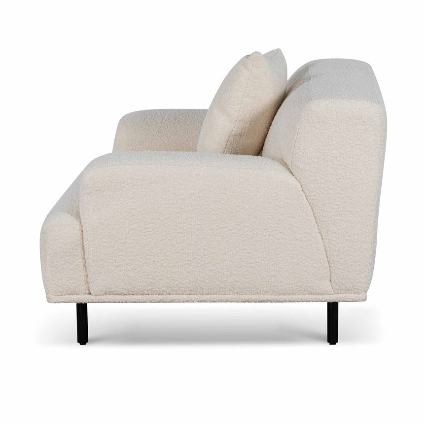 Armchair - Ivory White Boucle with Black Legs