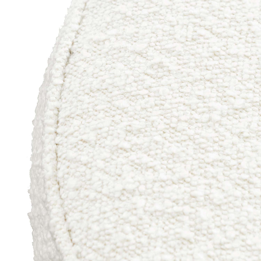 Ivory White Boucle Ottoman - Brushed Gold Base