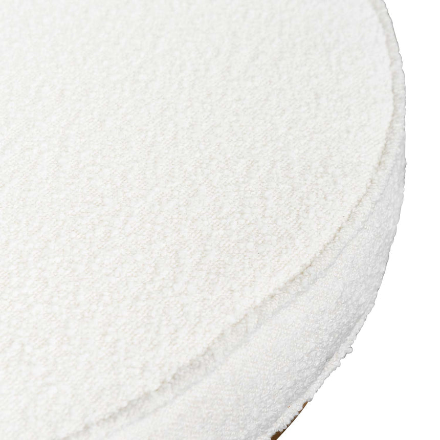 100cm Ivory White Boucle Ottoman - Brushed Gold Base
