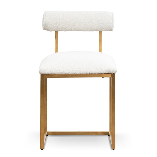 CLC6772-BS Daisy White Boucle Occasional Chair - Brushed Gold Base