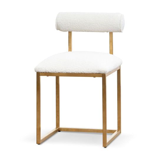 Ivory White Boucle Occasional Chair - Brushed Gold Base