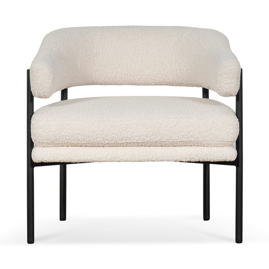 CLC6871-KSO - Ivory White Sherpa Armchair - Black Legs