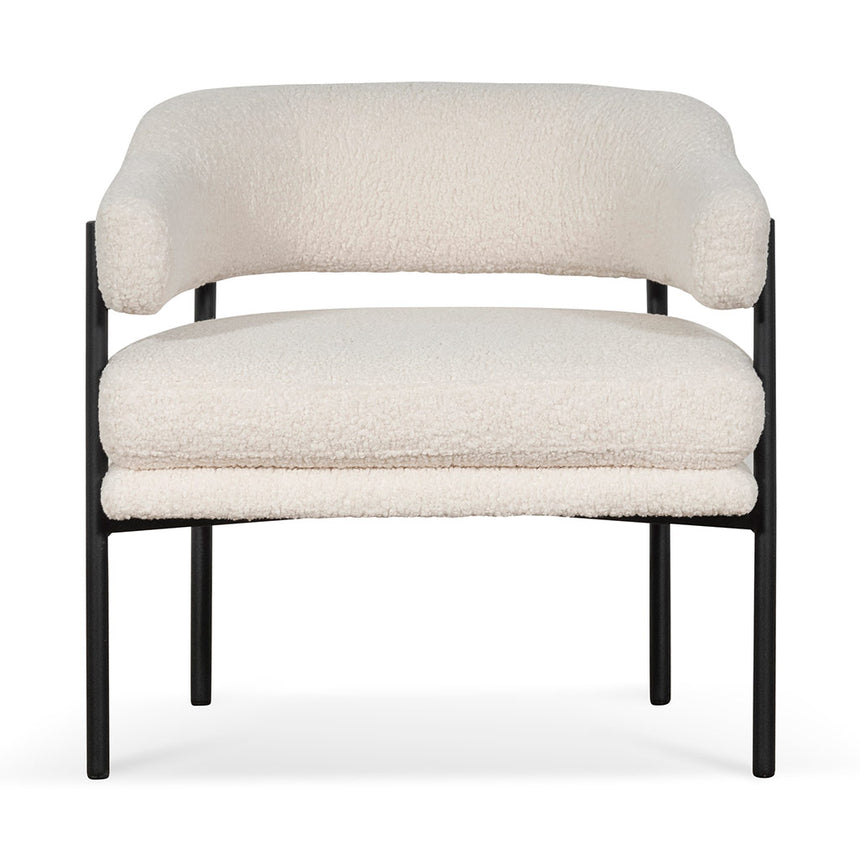 Ivory White Boucle Armchair - Black Legs