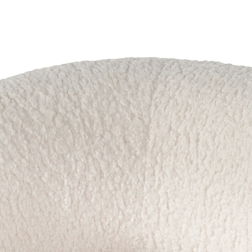 Ivory White Boucle Armchair - Black Legs