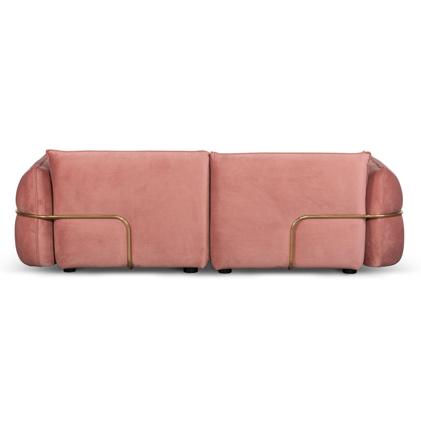 3 Seater Sofa - Blush Pink Velvet With Brass Frame