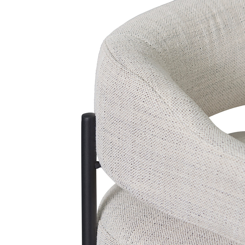 Rustic Beige Fabric Armchair - Black Legs