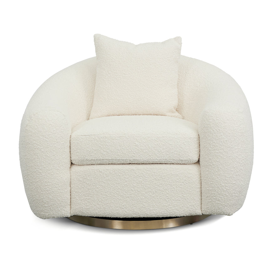 Swivel Armchair - Ivory White Boucle