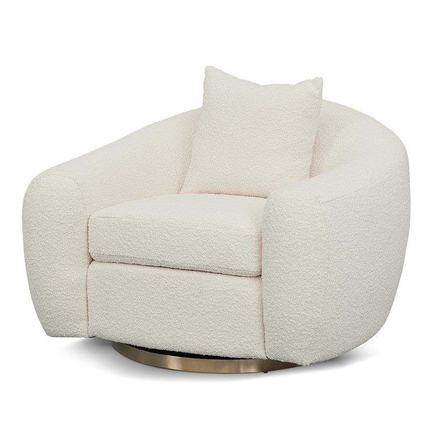 Swivel Armchair - Ivory White Boucle