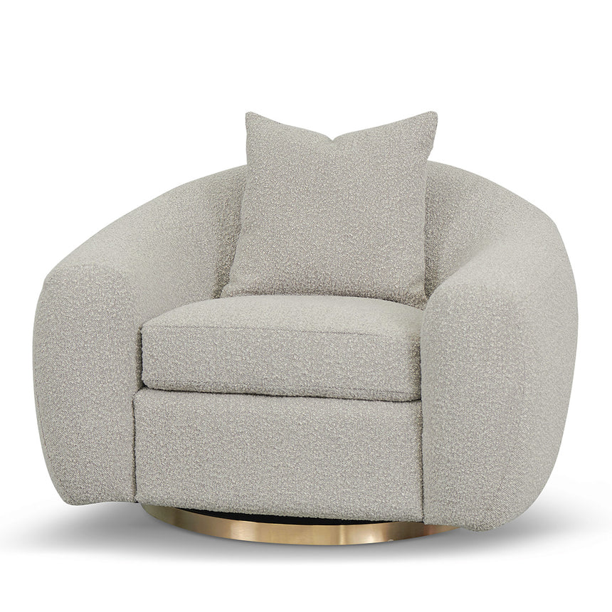 Swivel Armchair - Ash Grey Boucle