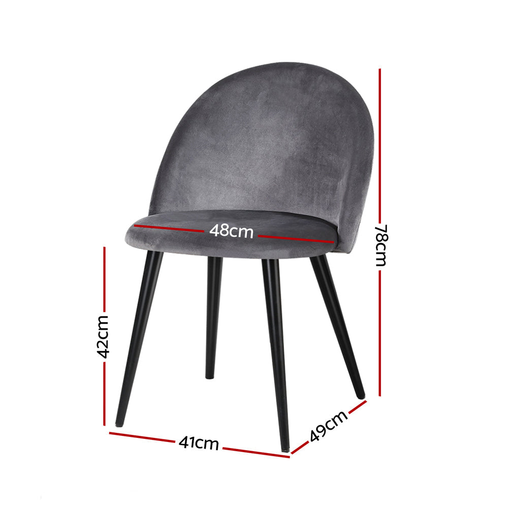 Artiss Velvet Modern Dining Chair - Dark Grey