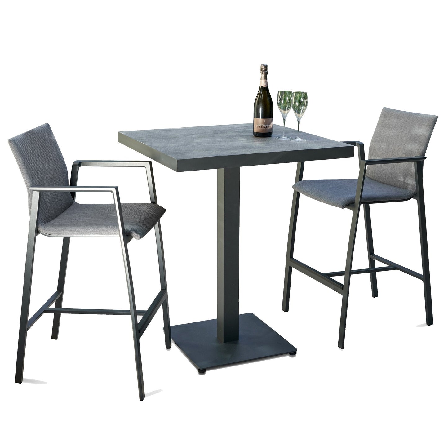 Memphis 80cm Ceramic Outdoor Bar Table - Charcoal