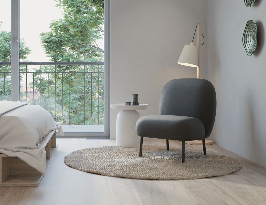 Moulon Lounge Chair - Storm Grey - Brushed Matt Gold Legs