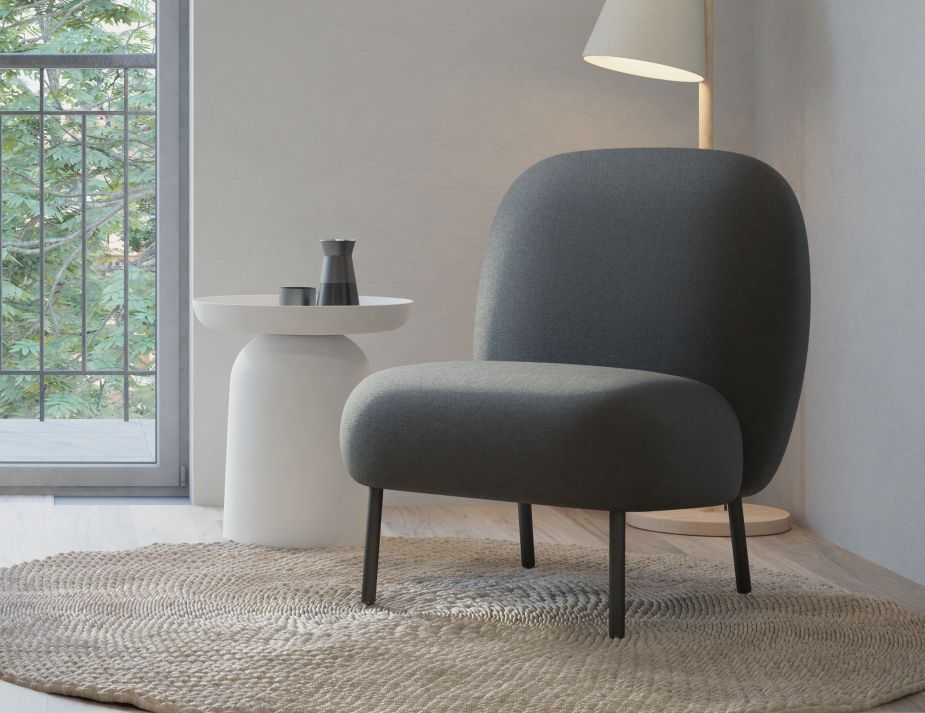 Moulon Lounge Chair - Storm Grey - Brushed Matt Gold Legs